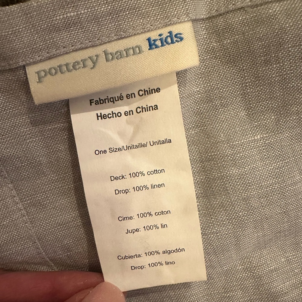 Pottery Barn Kids Gray Linen Fabric Crib Skirt